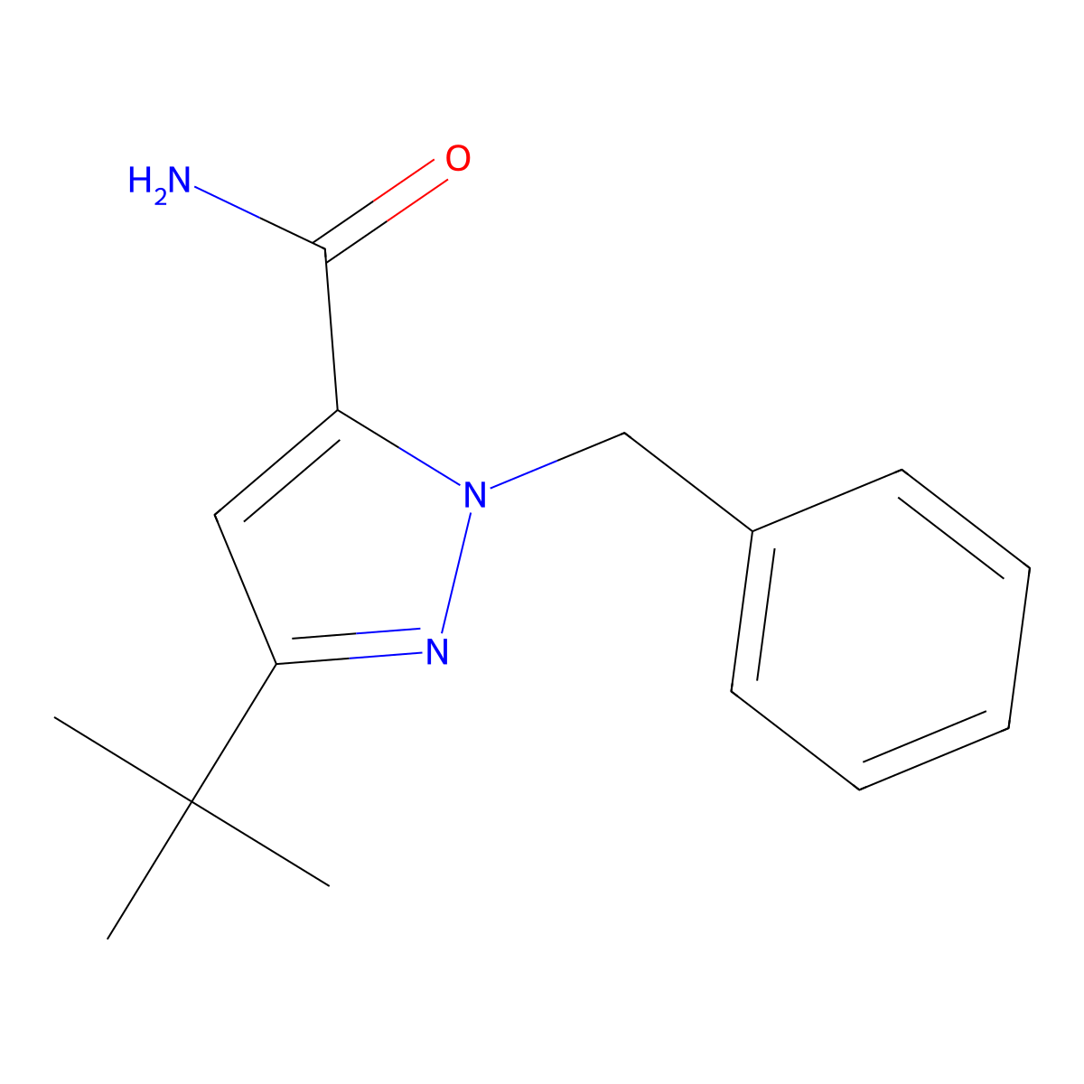 2-Benzyl-5-tert-butylpyrazole-3-carboxamide molecular structure, CAS 263336-46-5