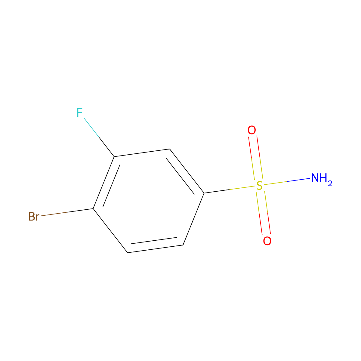 4-Bromo-3-fluorobenzene-1-sulfonamide molecular structure, CAS 263349-73-1