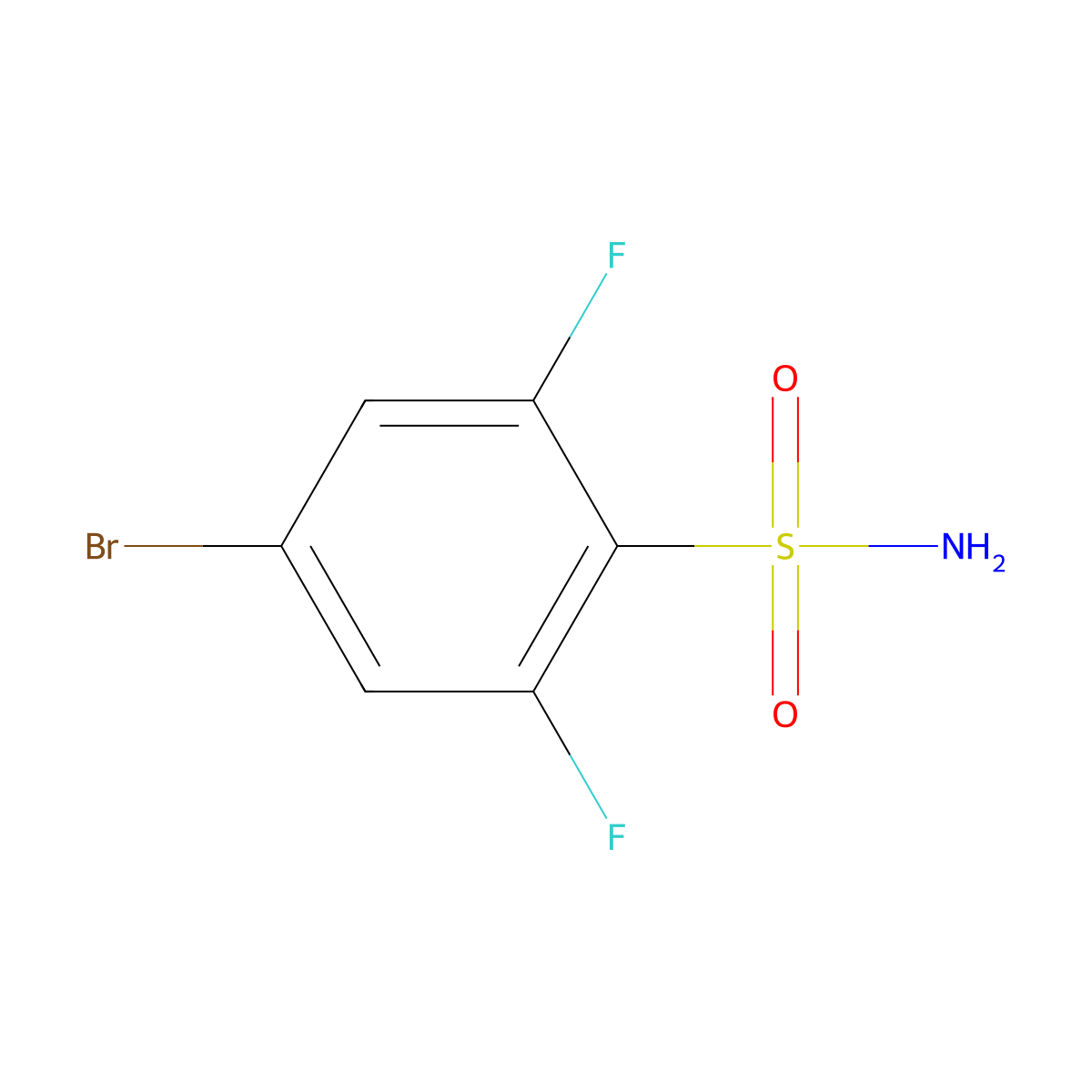 4-Bromo-2,6-difluorobenzene-1-sulfonamide molecular structure, CAS 263349-74-2