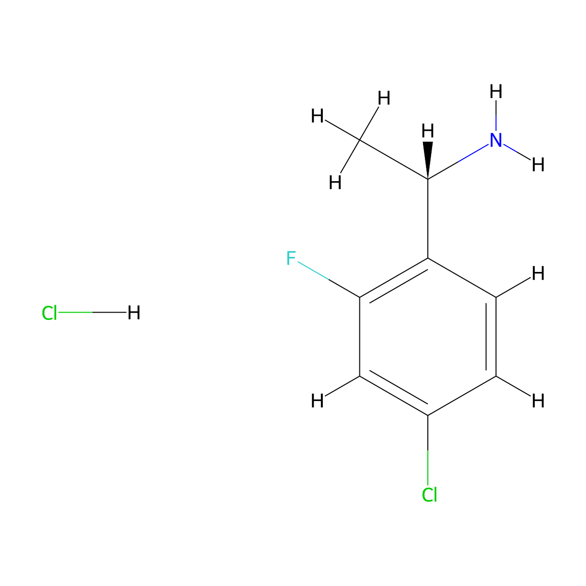 (S)-1-(4-Chloro-2-fluorophenyl)ethan-1-amine hydrochloride molecular structure, CAS 2633638-66-9