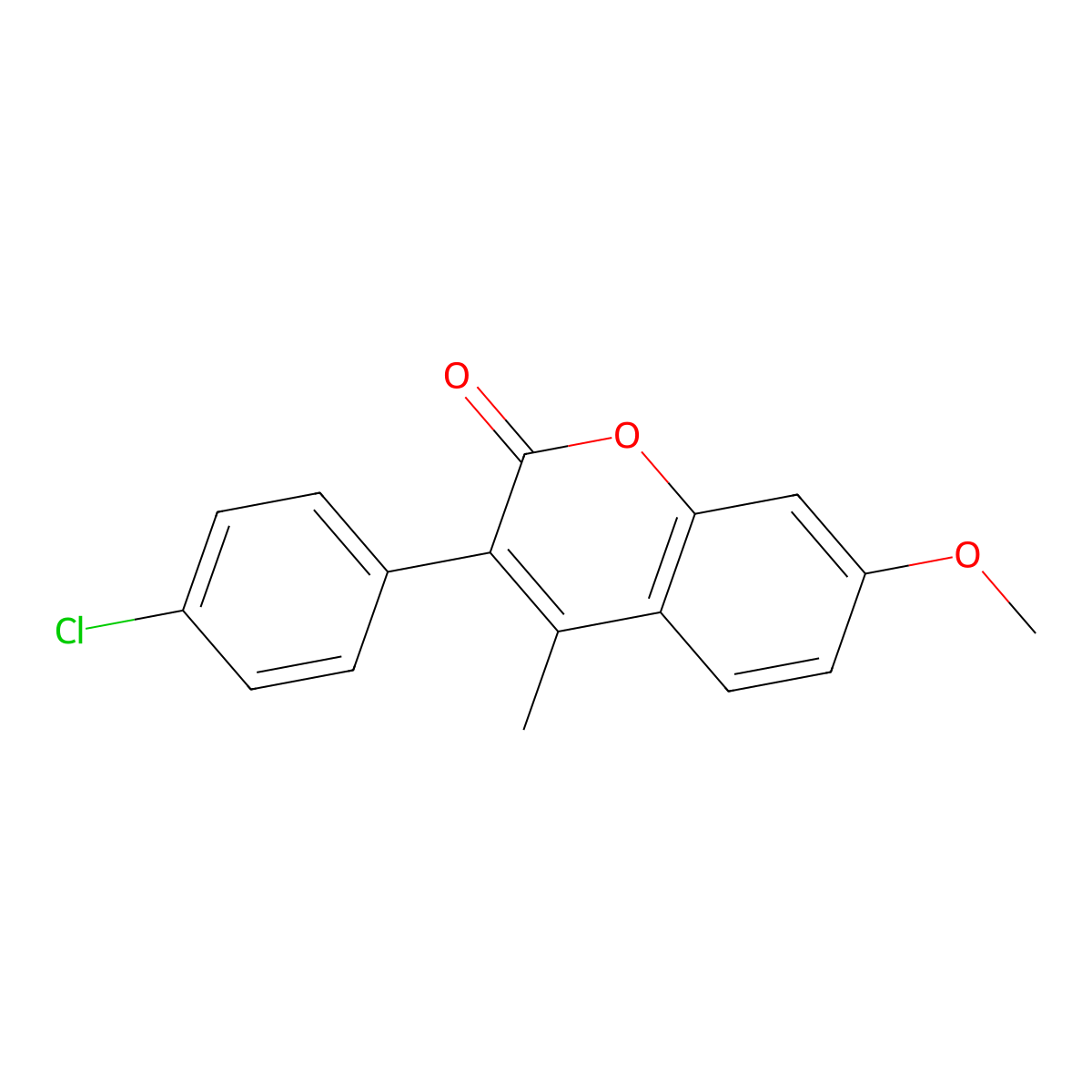 3-(4-Chlorophenyl)-7-methoxy-4-methylchromen-2-one molecular structure, CAS 263364-67-6