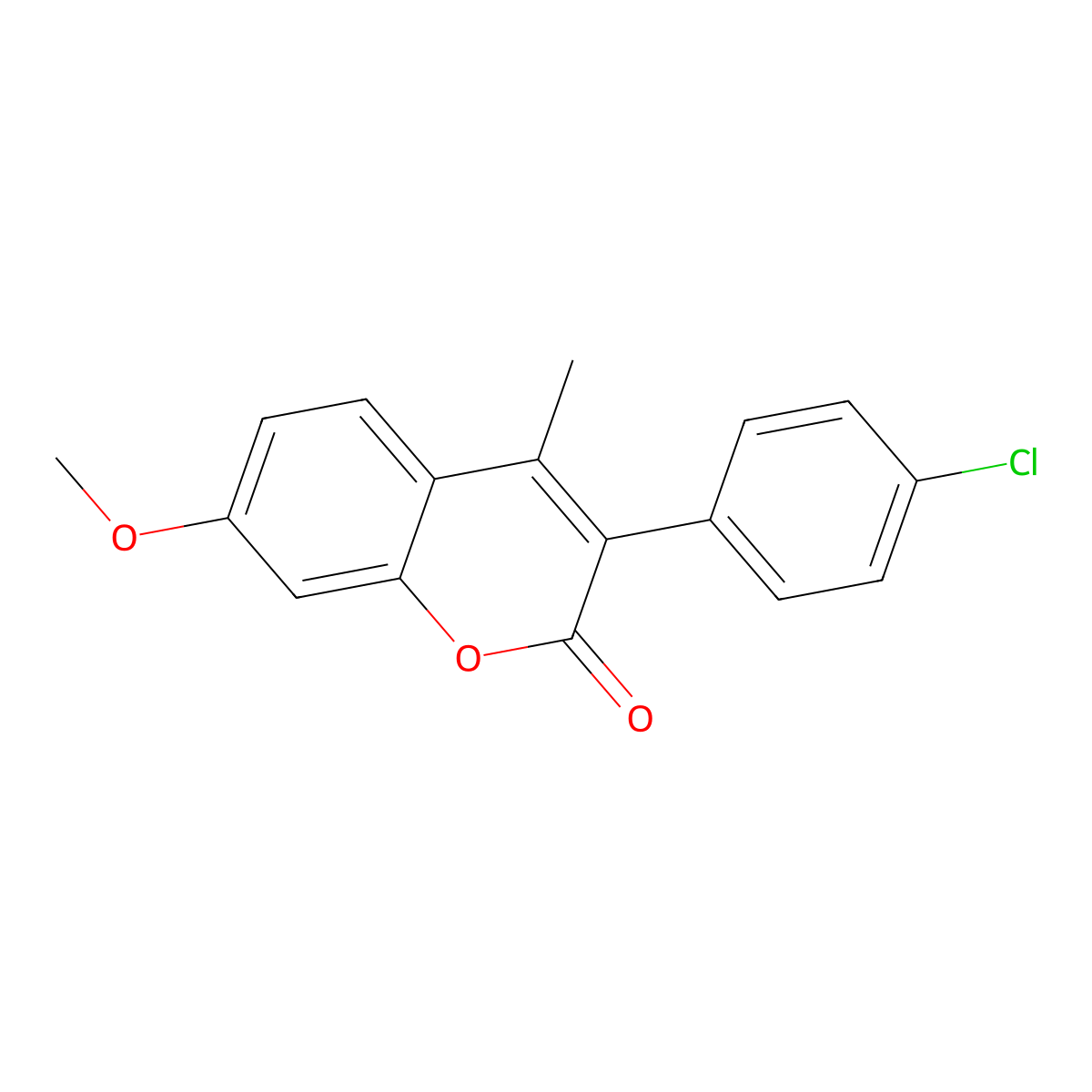 3-(4-Chlorophenyl)-7-methoxy-4-methylchromen-2-one molecular structure, CAS 263364-67-6