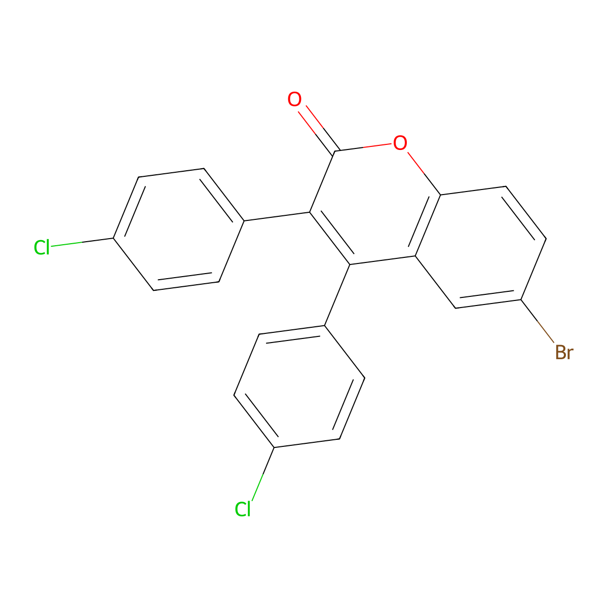 6-Bromo-3,4-bis(4-chlorophenyl)chromen-2-one molecular structure, CAS 263364-73-4