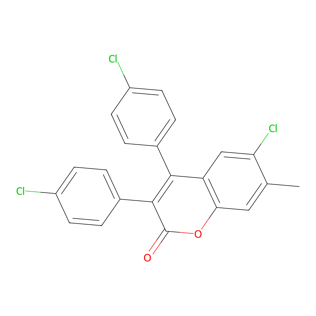 6-Chloro-3,4-bis(4-chlorophenyl)-7-methylchromen-2-one molecular structure, CAS 263364-76-7