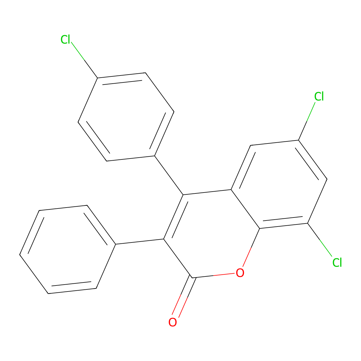 6,8-Dichloro-4-(4-chlorophenyl)-3-phenylchromen-2-one molecular structure, CAS 263364-77-8
