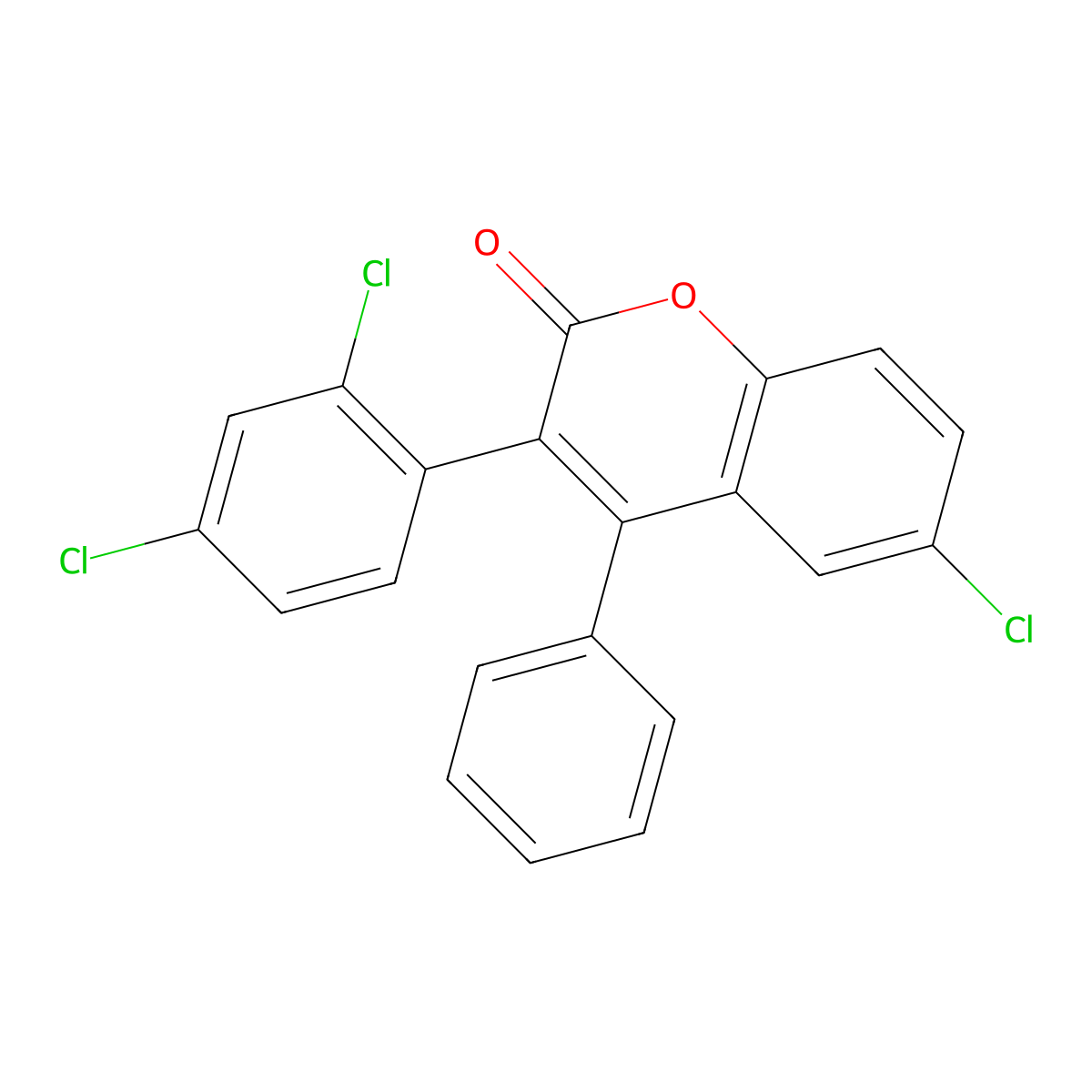 6-Chloro-3-(2,4-dichlorophenyl)-4-phenylchromen-2-one molecular structure, CAS 263364-93-8
