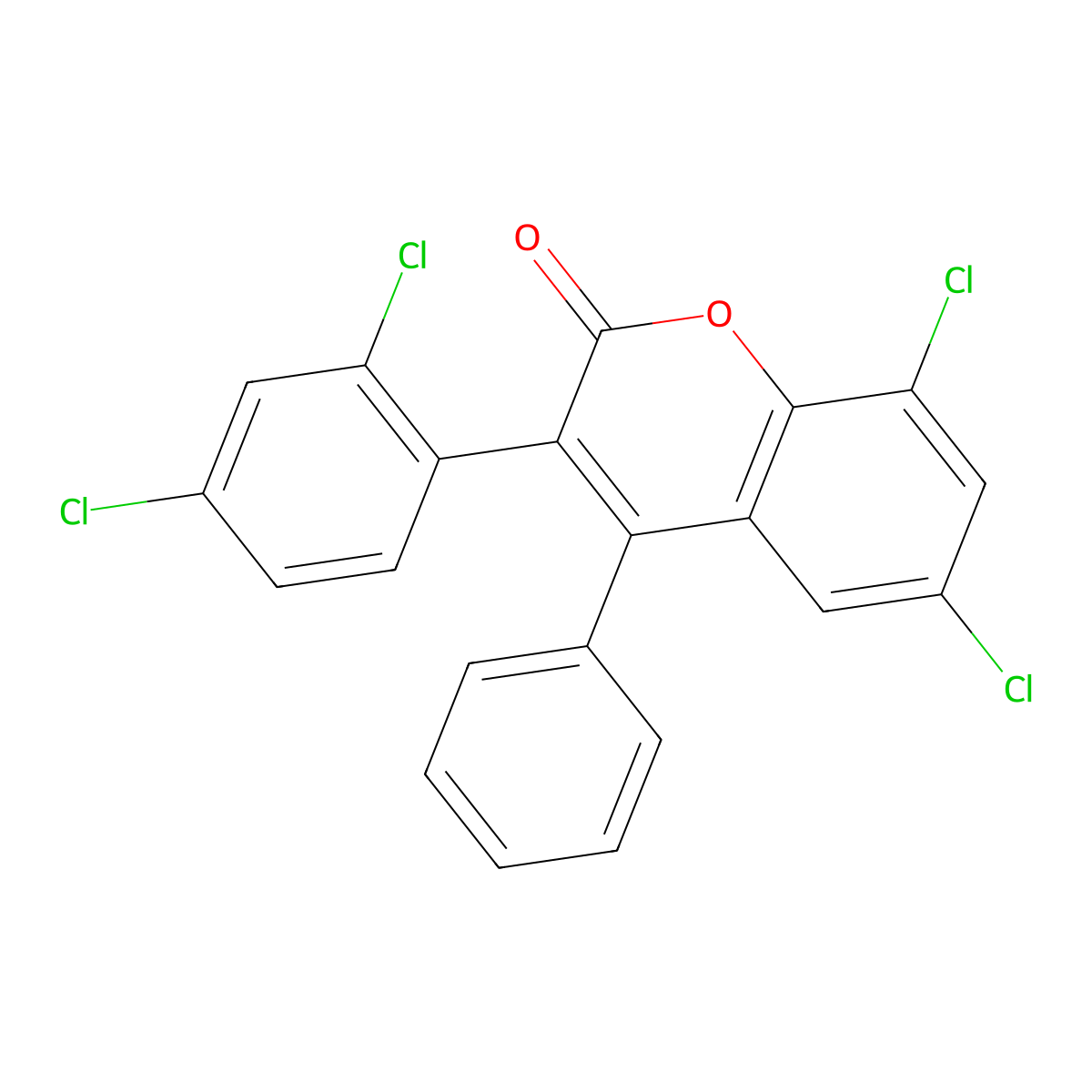 6,8-Dichloro-3-(2,4-dichlorophenyl)-4-phenylchromen-2-one molecular structure, CAS 263364-95-0