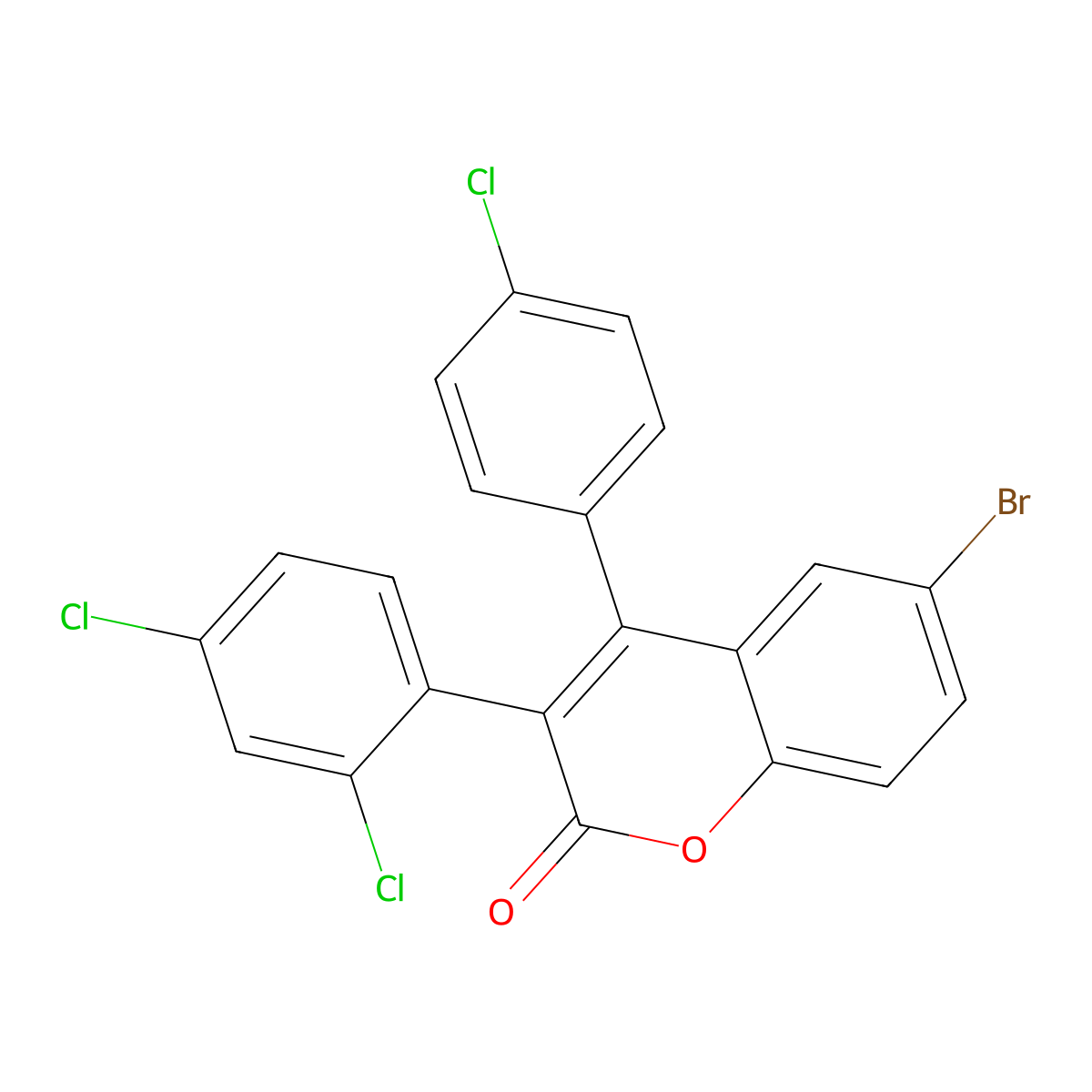 6-Bromo-4-(4-chlorophenyl)-3-(2,4-dichlorophenyl)chromen-2-one molecular structure, CAS 263365-08-8