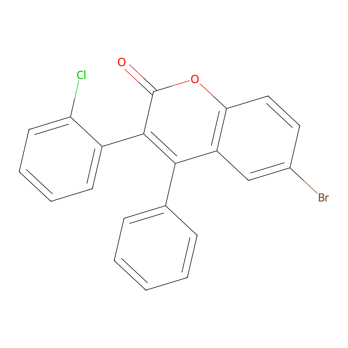 6-Bromo-3-(2-chlorophenyl)-4-phenylchromen-2-one molecular structure, CAS 263365-10-2