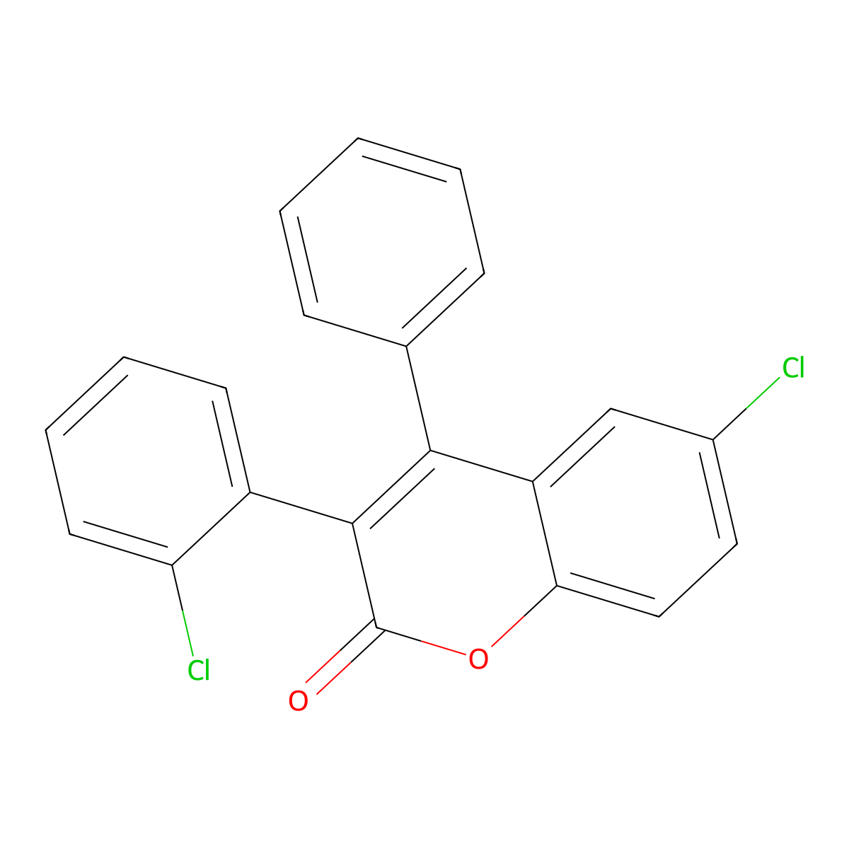 6-Chloro-3-(2-chlorophenyl)-4-phenylchromen-2-one molecular structure, CAS 263365-16-8