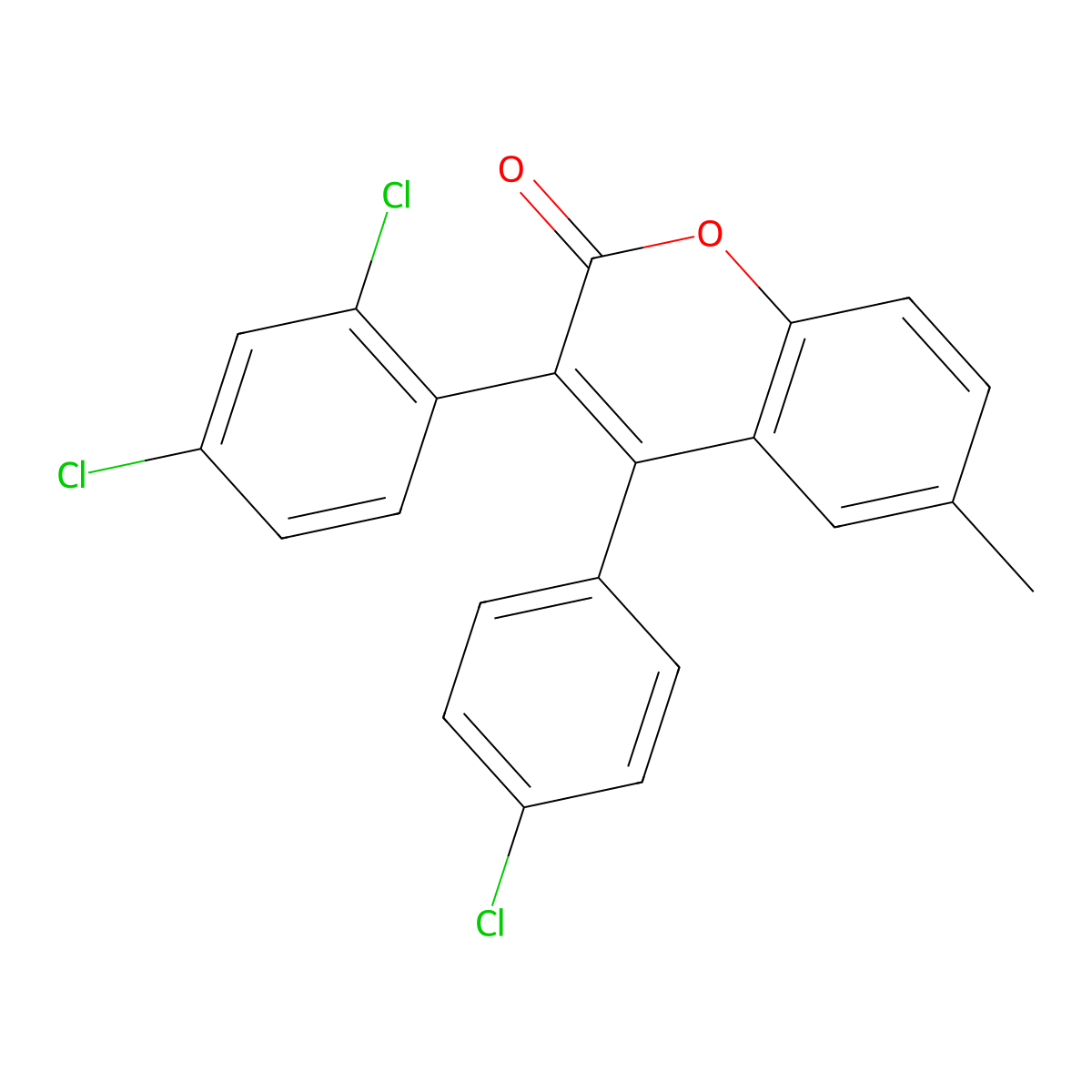 4-(4-Chlorophenyl)-3-(2,4-dichlorophenyl)-6-methylchromen-2-one molecular structure, CAS 263365-22-6