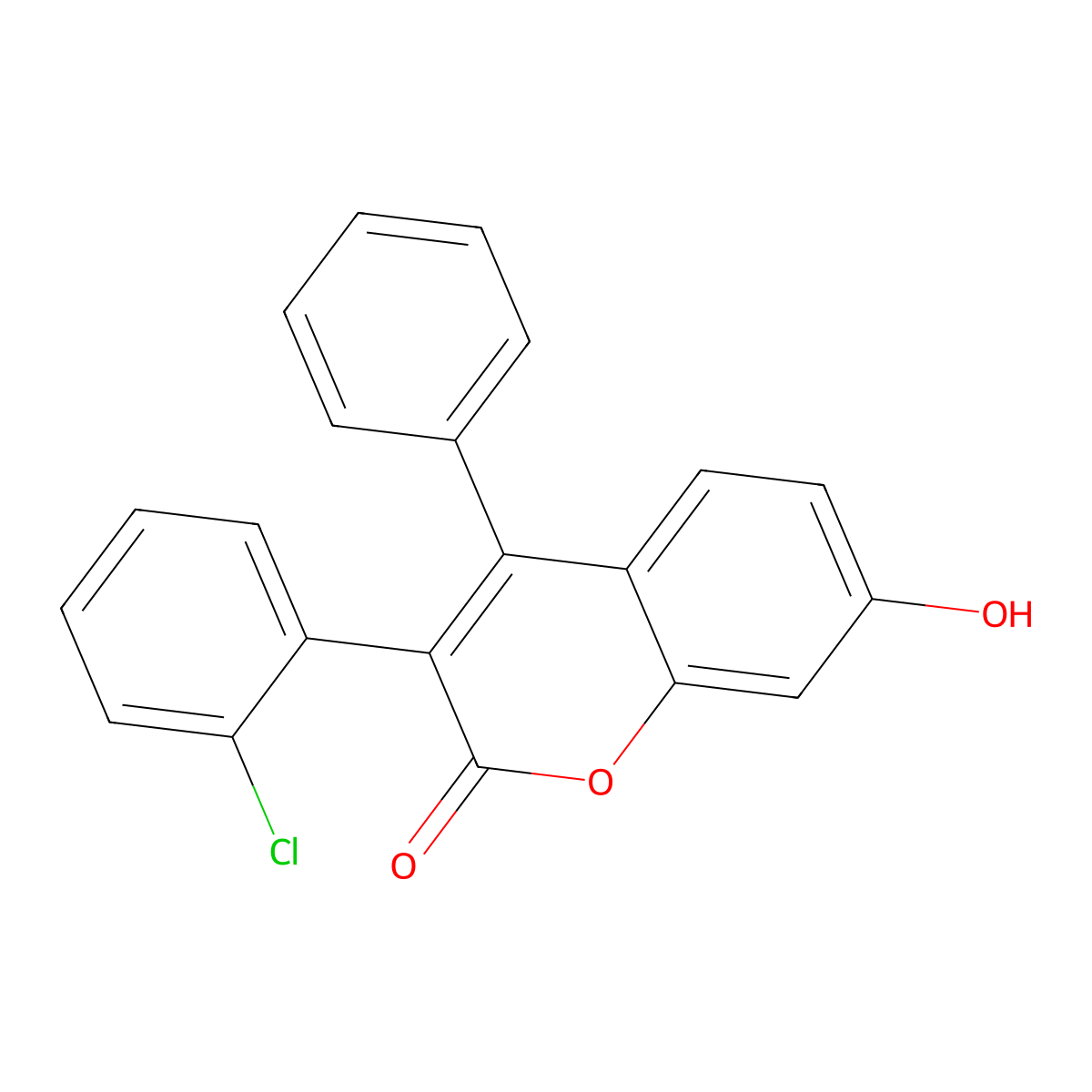 3(2'-Chlorophenyl)-7-hydroxy-4-phenylcoumarin molecular structure, CAS 263365-35-1