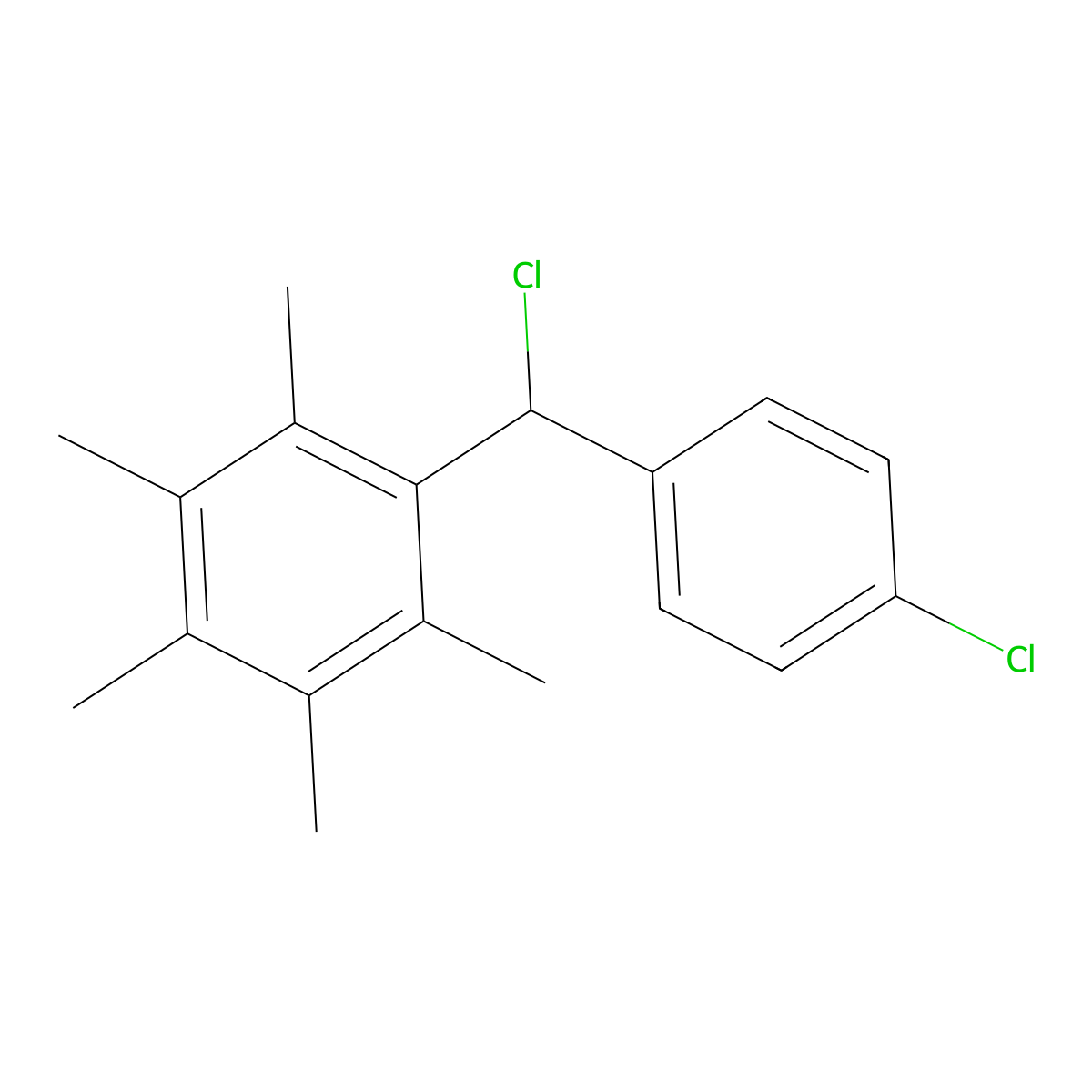 1-[Chloro(4-chlorophenyl)methyl]-2,3,4,5,6-pentamethylbenzene molecular structure, CAS 263367-08-4
