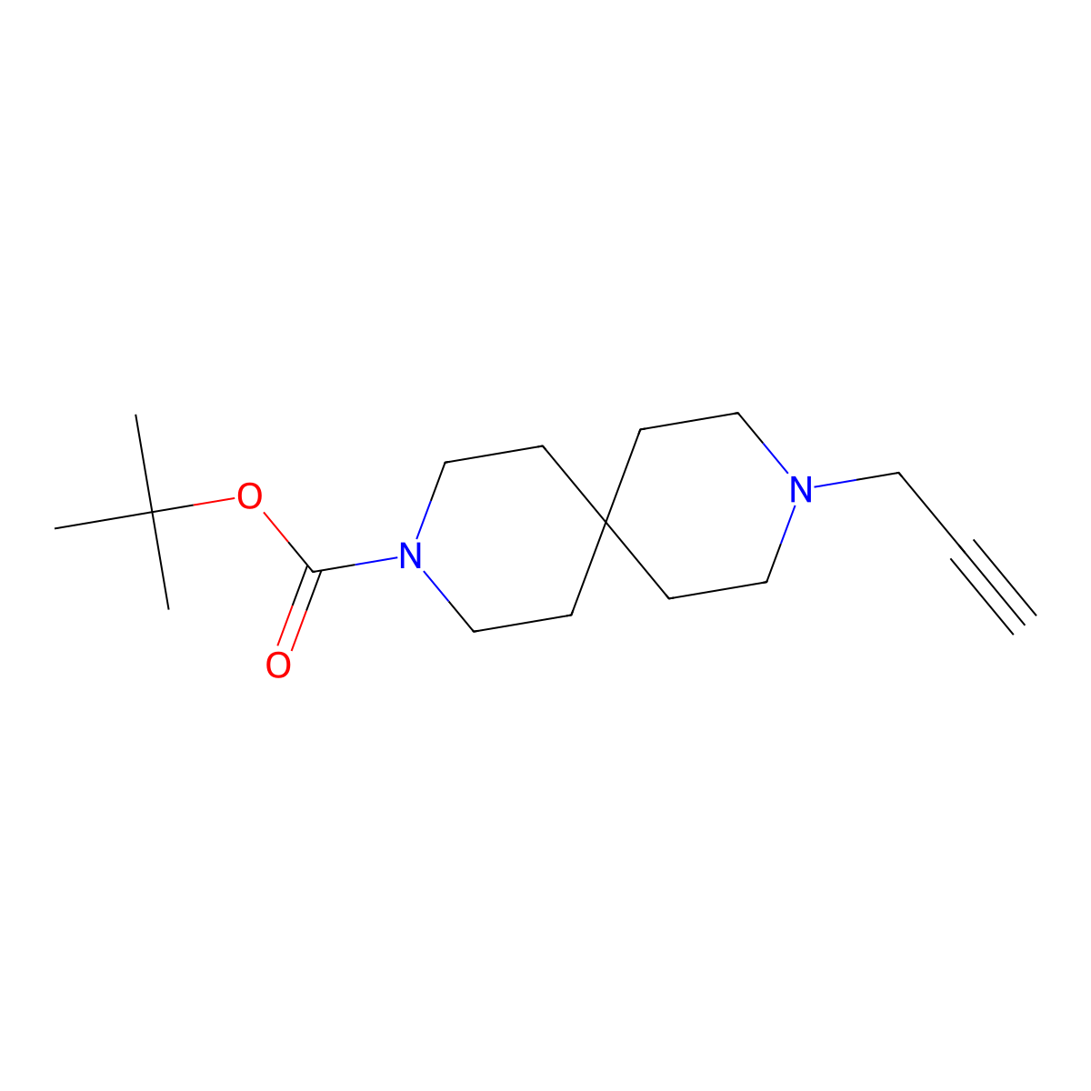 Tert-butyl 9-(prop-2-yn-1-yl)-3,9-diazaspiro[5.5]undecane-3-carboxylate molecular structure, CAS 2633726-51-7