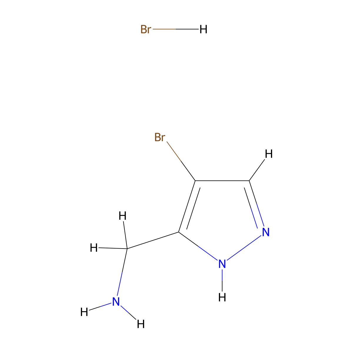 (4-bromo-1H-pyrazol-5-yl)methanamine hydrobromide molecular structure, CAS 2633727-39-4