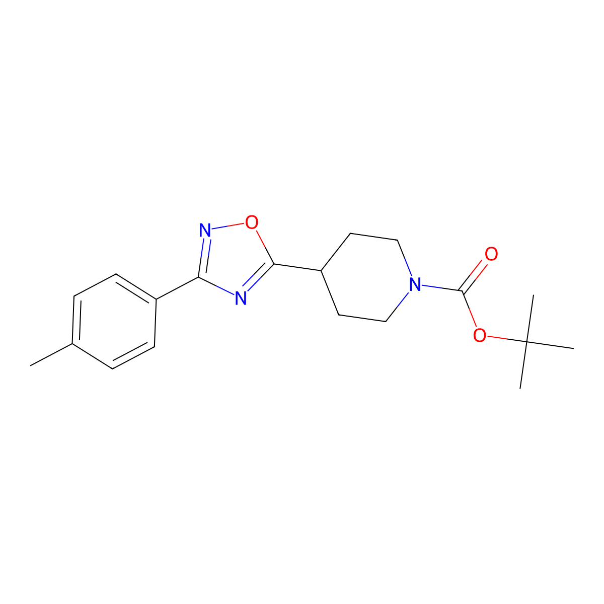 Tert-butyl 4-[3-(4-methylphenyl)-1,2,4-oxadiazol-5-yl]piperidine-1-carboxylate molecular structure, CAS 263383-21-7