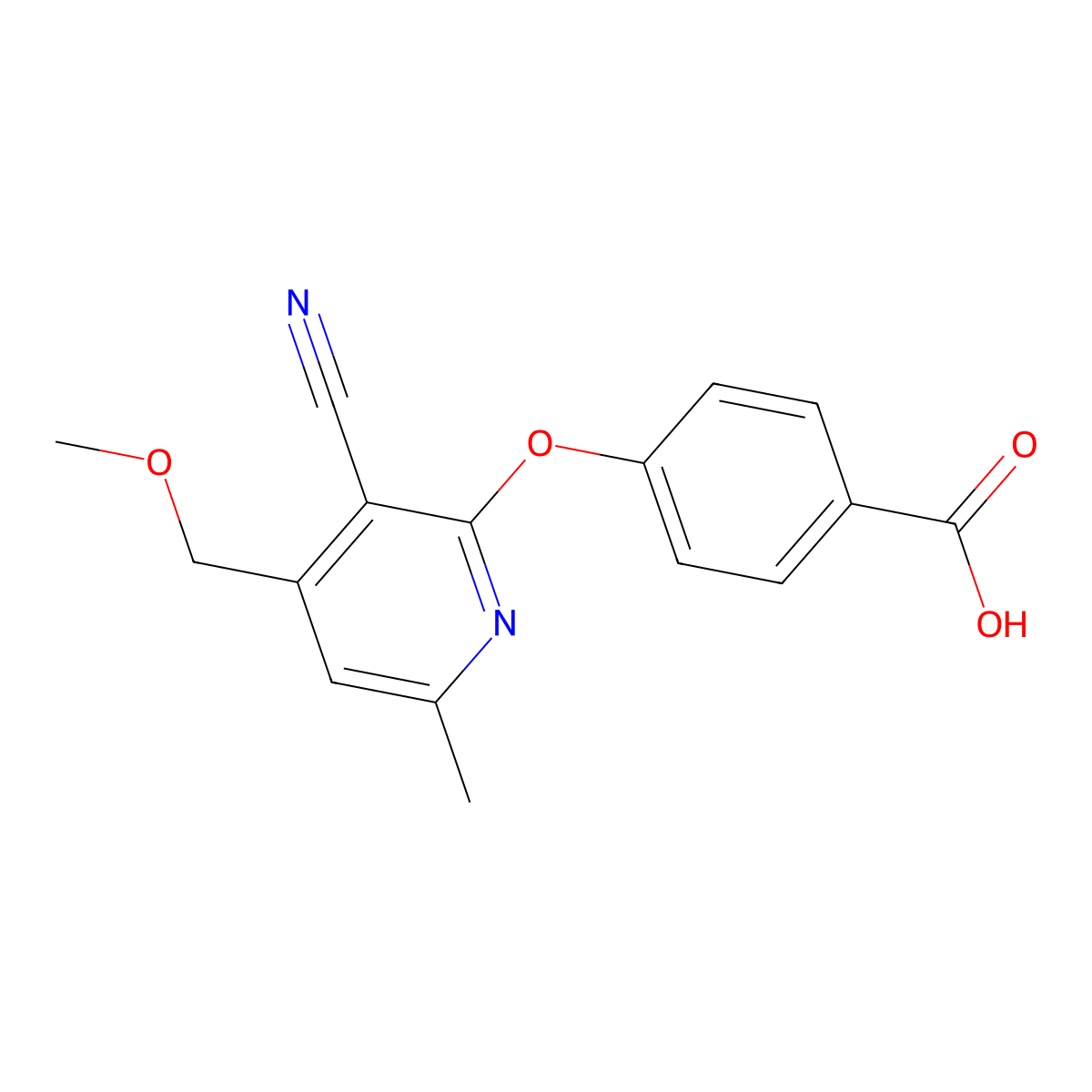 4-[3-Cyano-4-(methoxymethyl)-6-methylpyridin-2-yl]oxybenzoic acid molecular structure, CAS 263384-23-2
