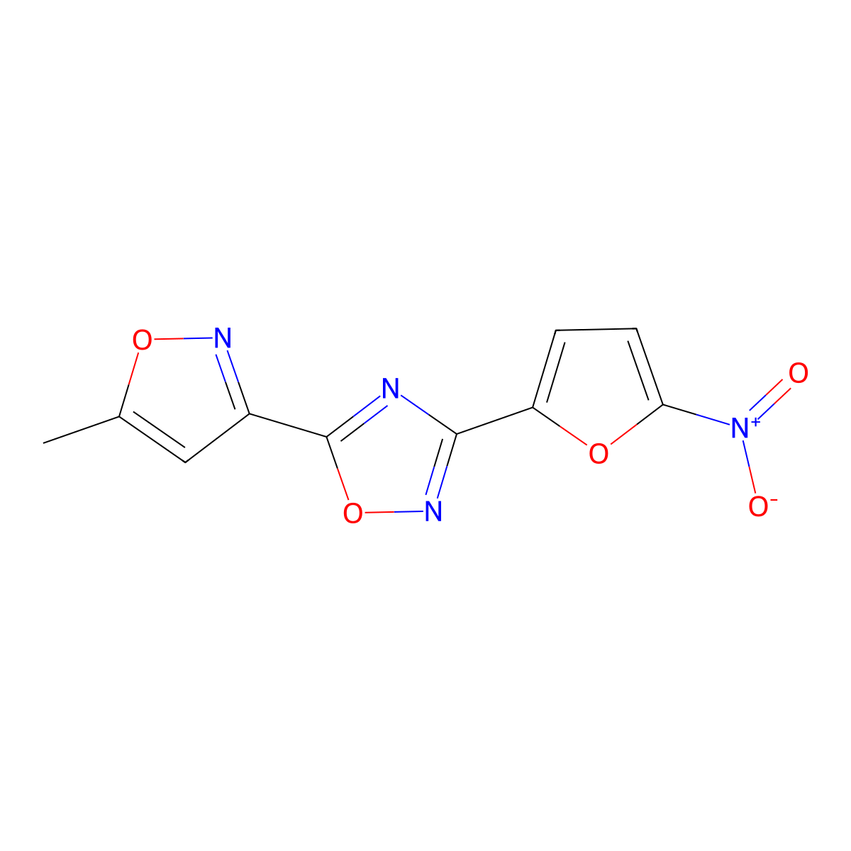 5-(5-Methyl-isoxazol-3-yl)-3-(5-nitro-furan-2-yl)-[1,2,4]oxadiazole molecular structure, CAS 263384-99-2