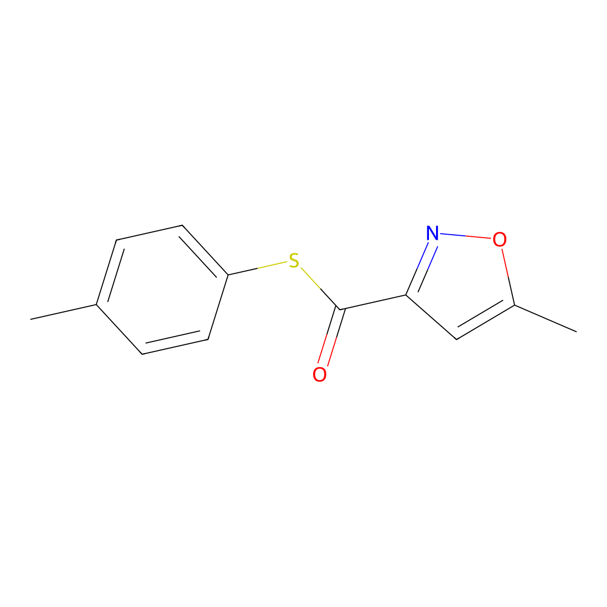 S-(4-methylphenyl) 5-methyl-1,2-oxazole-3-carbothioate molecular structure, CAS 263385-01-9