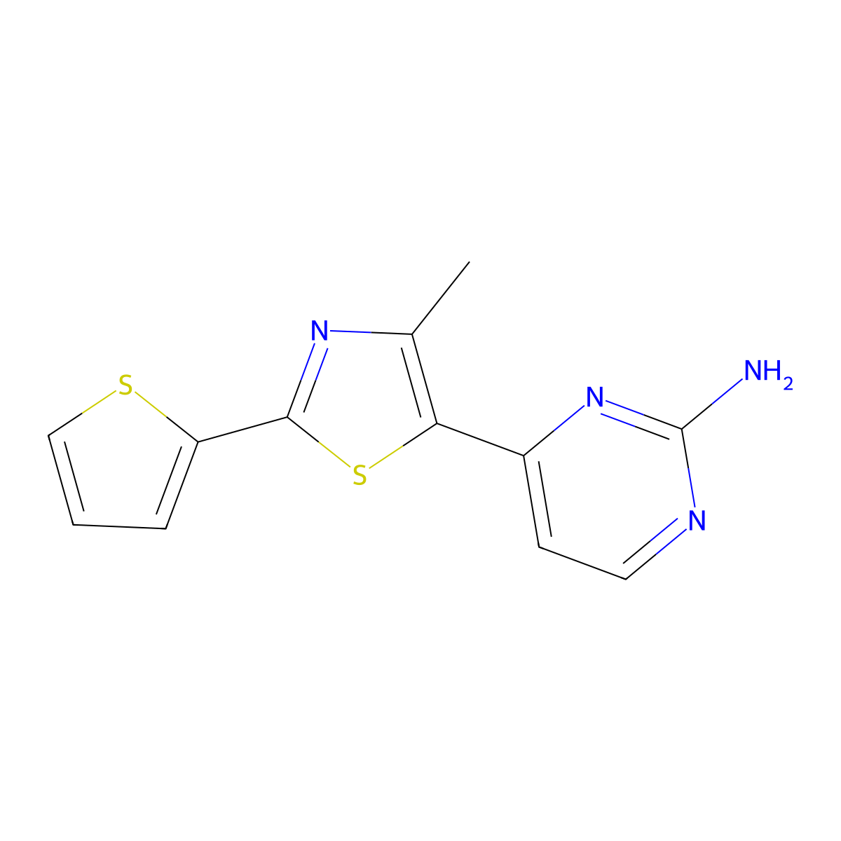 4-[4-Methyl-2-(thiophen-2-yl)-1,3-thiazol-5-yl]pyrimidin-2-amine molecular structure, CAS 263386-01-2