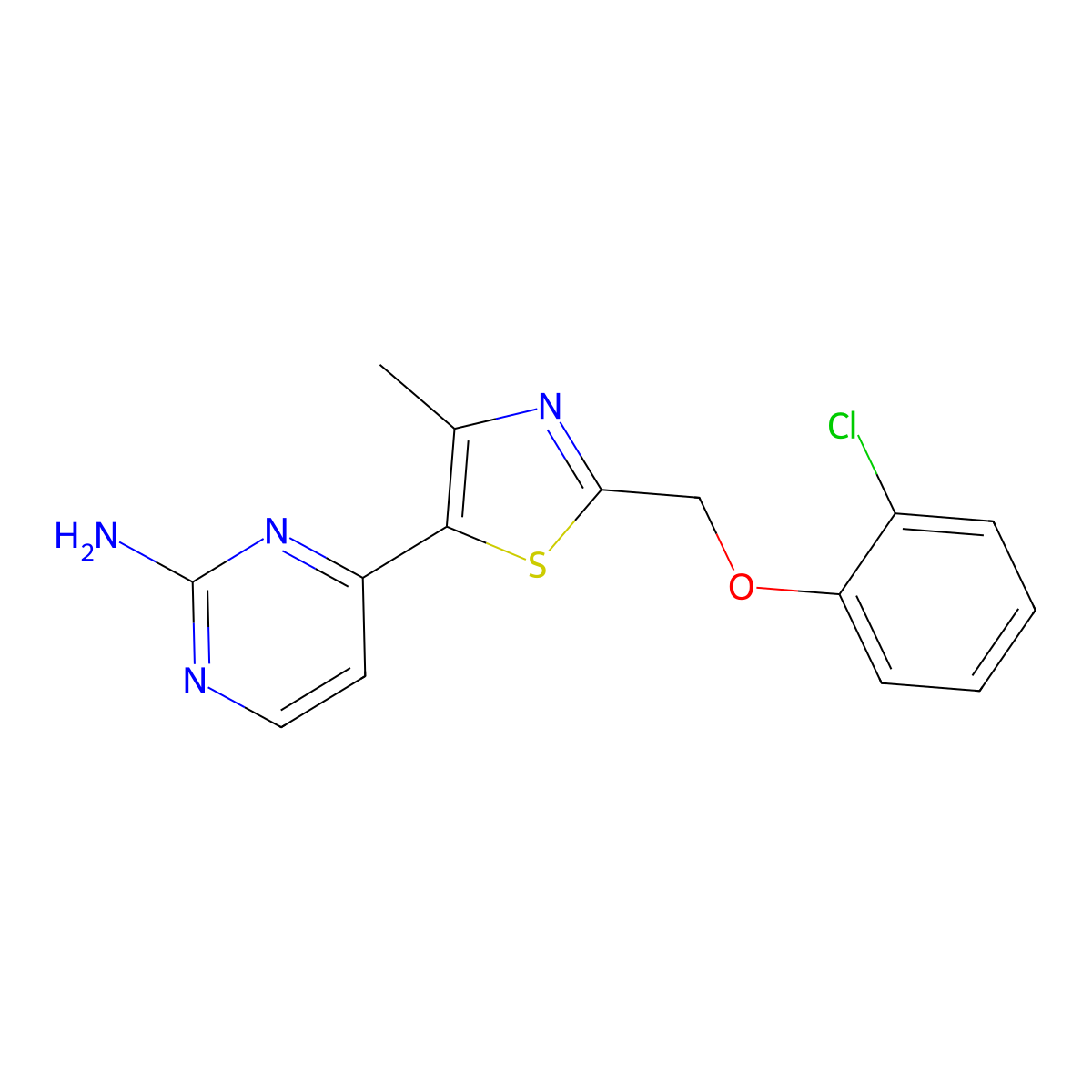 4-[2-[(2-Chlorophenoxy)methyl]-4-methyl-1,3-thiazol-5-yl]pyrimidin-2-amine molecular structure, CAS 263386-04-5