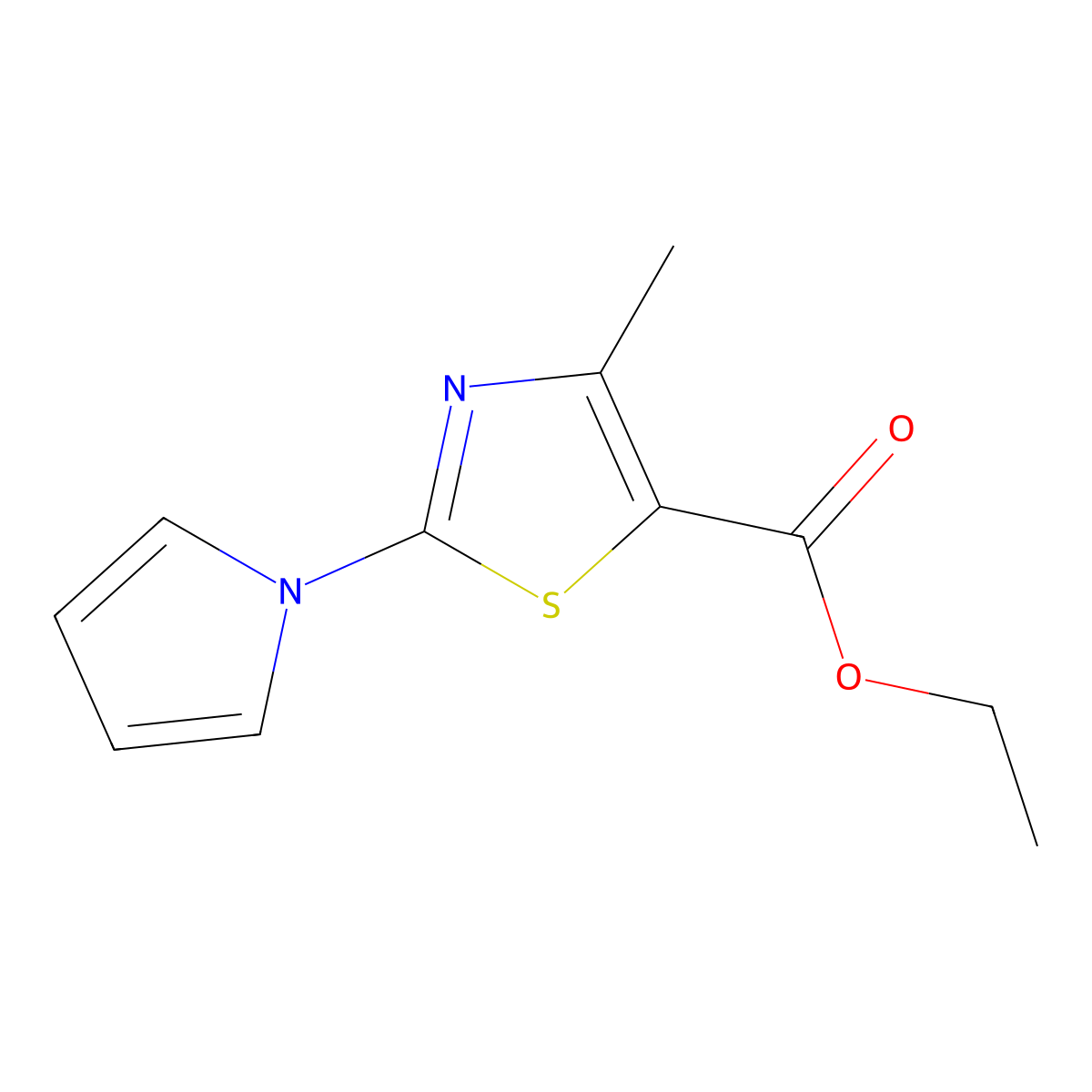 ethyl 4-methyl-2-(1H-pyrrol-1-yl)-1,3-thiazole-5-carboxylate molecular structure, CAS 263386-26-1