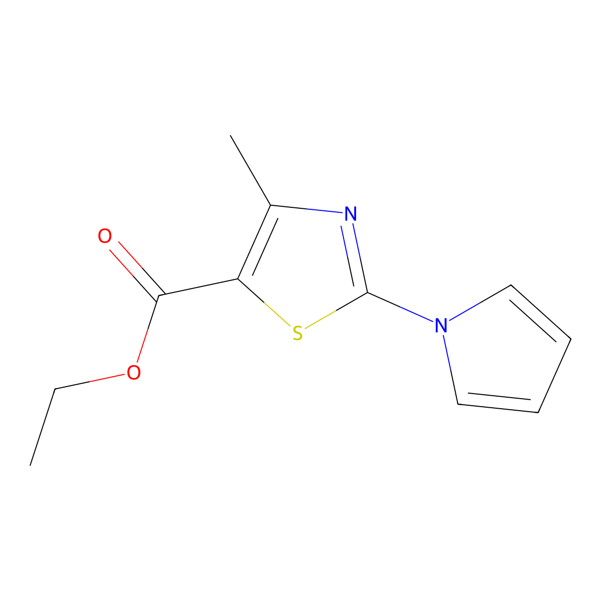 ethyl 4-methyl-2-(1H-pyrrol-1-yl)-1,3-thiazole-5-carboxylate molecular structure, CAS 263386-26-1