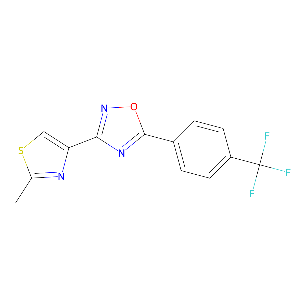 3-(2-Methyl-1,3-thiazol-4-yl)-5-[4-(trifluoromethyl)phenyl]-1,2,4-oxadiazole molecular structure, CAS 263386-29-4
