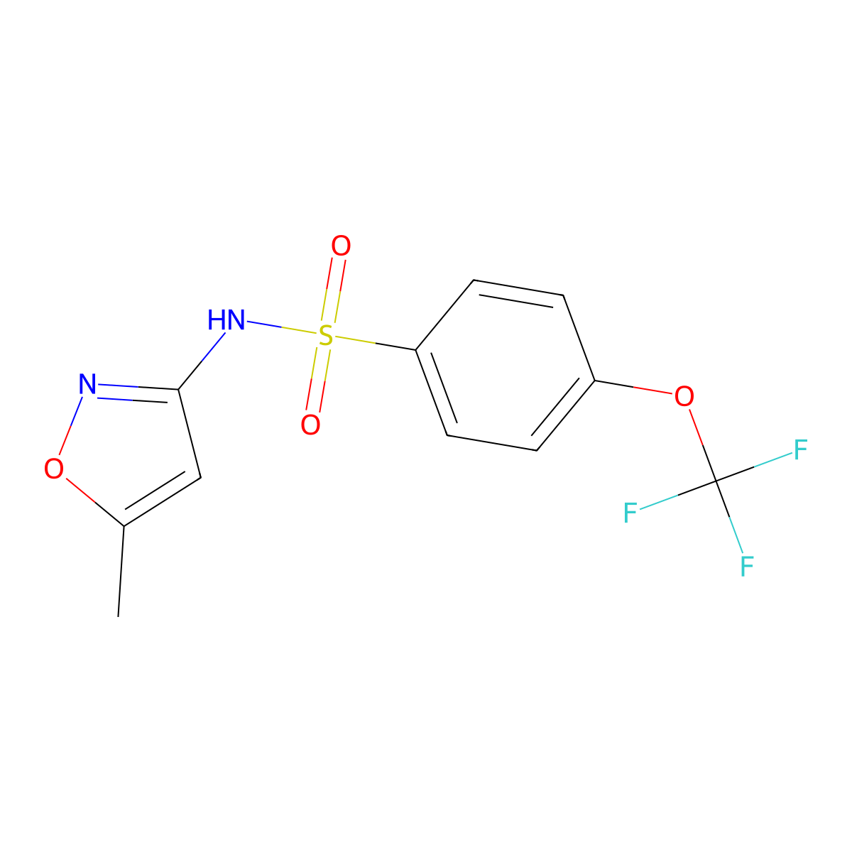 Benzenesulfonamide, N-(5-methyl-3-isoxazolyl)-4-(trifluoromethoxy)- molecular structure, CAS 263387-10-6