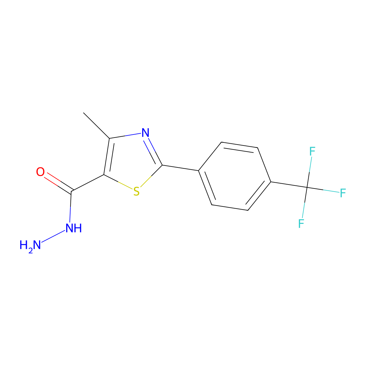 4-Methyl-2-[4-(trifluoromethyl)phenyl]-1,3-thiazole-5-carbohydrazide molecular structure, CAS 263387-25-3