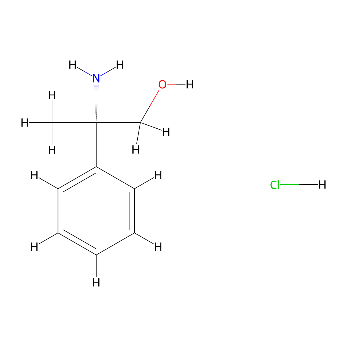 (S)-2-Amino-2-phenylpropan-1-ol hydrochloride molecular structure, CAS 26339-70-8