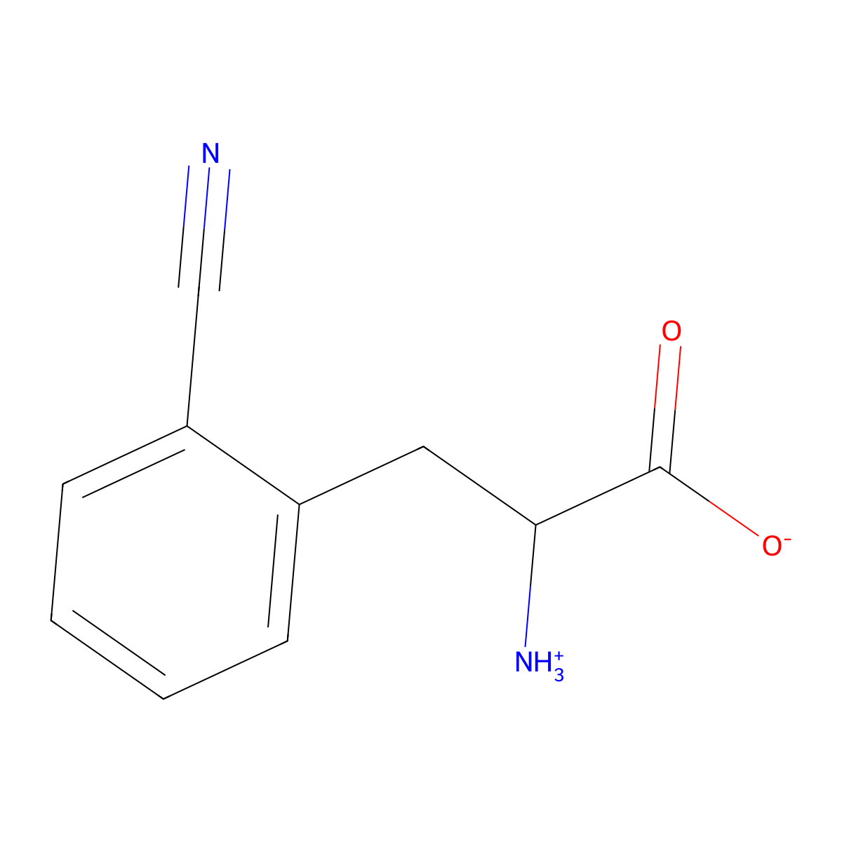 (2R)-2-azaniumyl-3-(2-cyanophenyl)propanoate molecular structure, CAS 263396-41-4