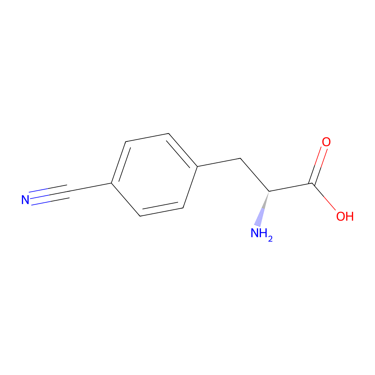 (2R)-2-amino-3-(4-cyanophenyl)propanoic acid molecular structure, CAS 263396-44-7