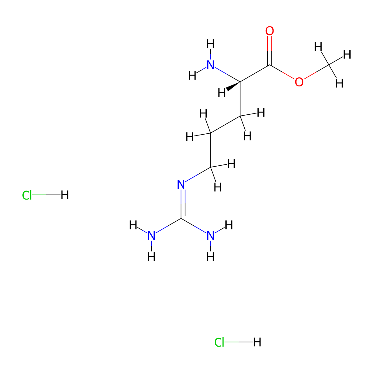 L-Arginine, methyl ester, hydrochloride (1:2) molecular structure, CAS 26340-89-6
