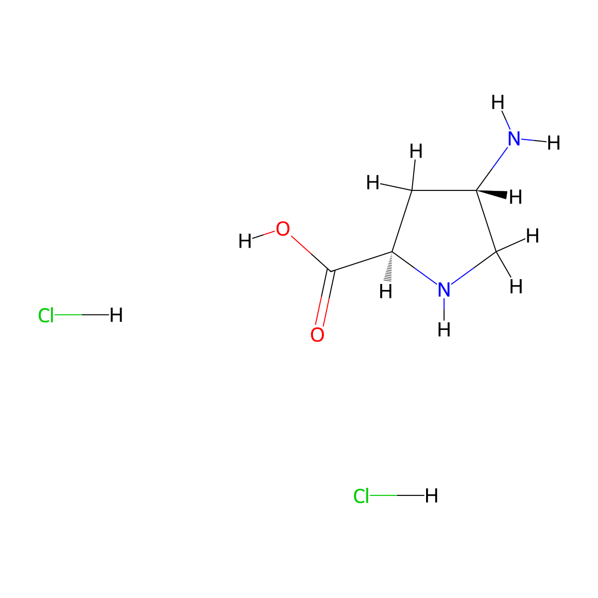 (2R,4S)-4-Aminopyrrolidine-2-carboxylic acid dihydrochloride molecular structure, CAS 263407-17-6