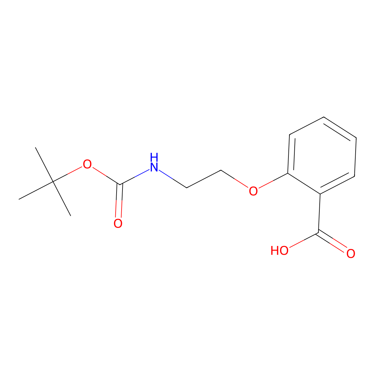 2-(2-(((1,1-Dimethylethoxy)carbonyl)amino)ethoxy)-benzoic acid molecular structure, CAS 263410-04-4