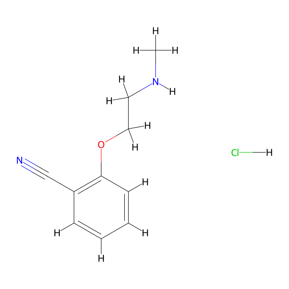 2-[2-(Methylamino)ethoxy]benzonitrile hydrochloride molecular structure, CAS 263410-14-6