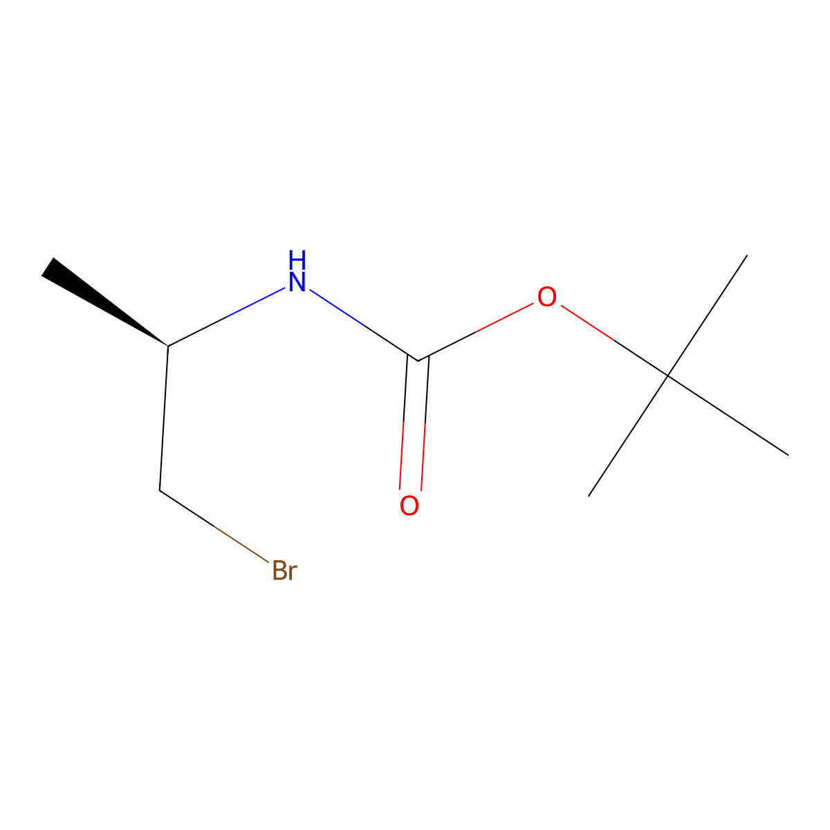 (R)-tert-butyl 1-bromopropan-2-ylcarbamate molecular structure, CAS 263410-22-6