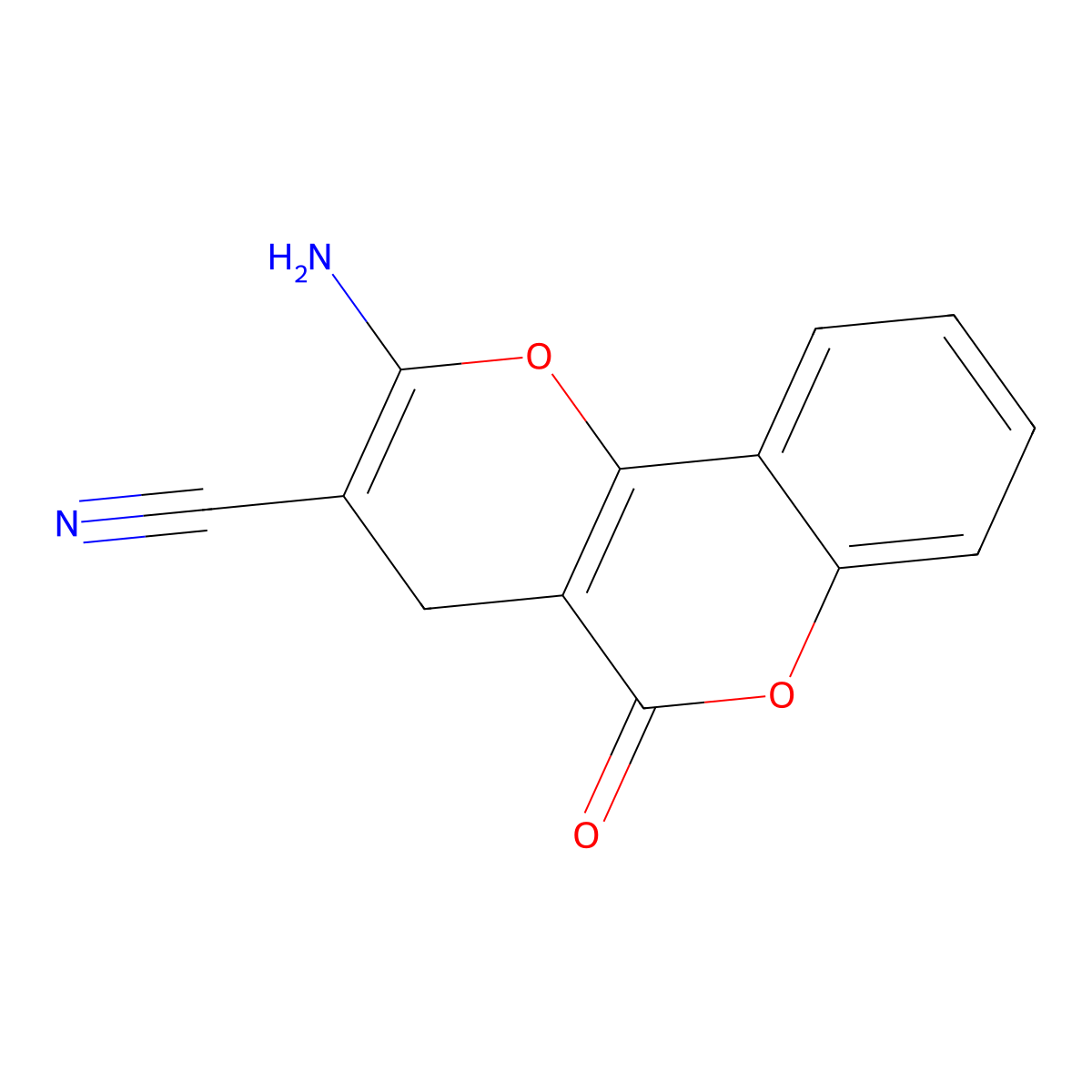 2-amino-5-oxo-4H-pyrano[3,2-c]chromene-3-carbonitrile molecular structure, CAS 263411-40-1