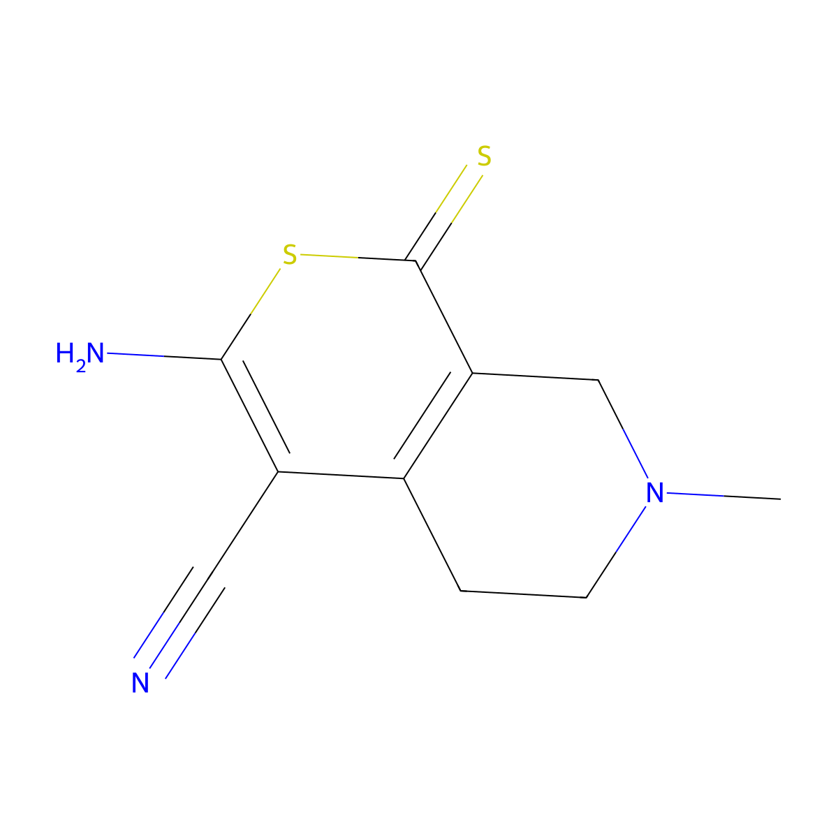 3-amino-7-methyl-1-thioxo-5,6,7,8-tetrahydro-1H-thiopyrano[3,4-c]pyridine-4-carbonitrile molecular structure, CAS 263413-32-7