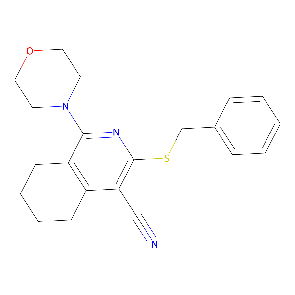 3-(Benzylsulfanyl)-1-(morpholin-4-yl)-5,6,7,8-tetrahydroisoquinoline-4-carbonitrile molecular structure, CAS 263413-44-1