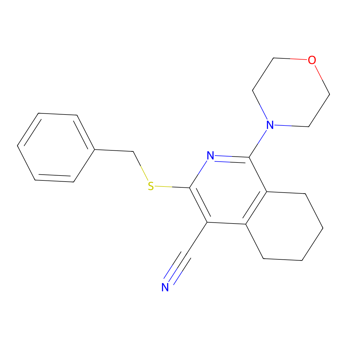 3-(Benzylsulfanyl)-1-(morpholin-4-yl)-5,6,7,8-tetrahydroisoquinoline-4-carbonitrile molecular structure, CAS 263413-44-1