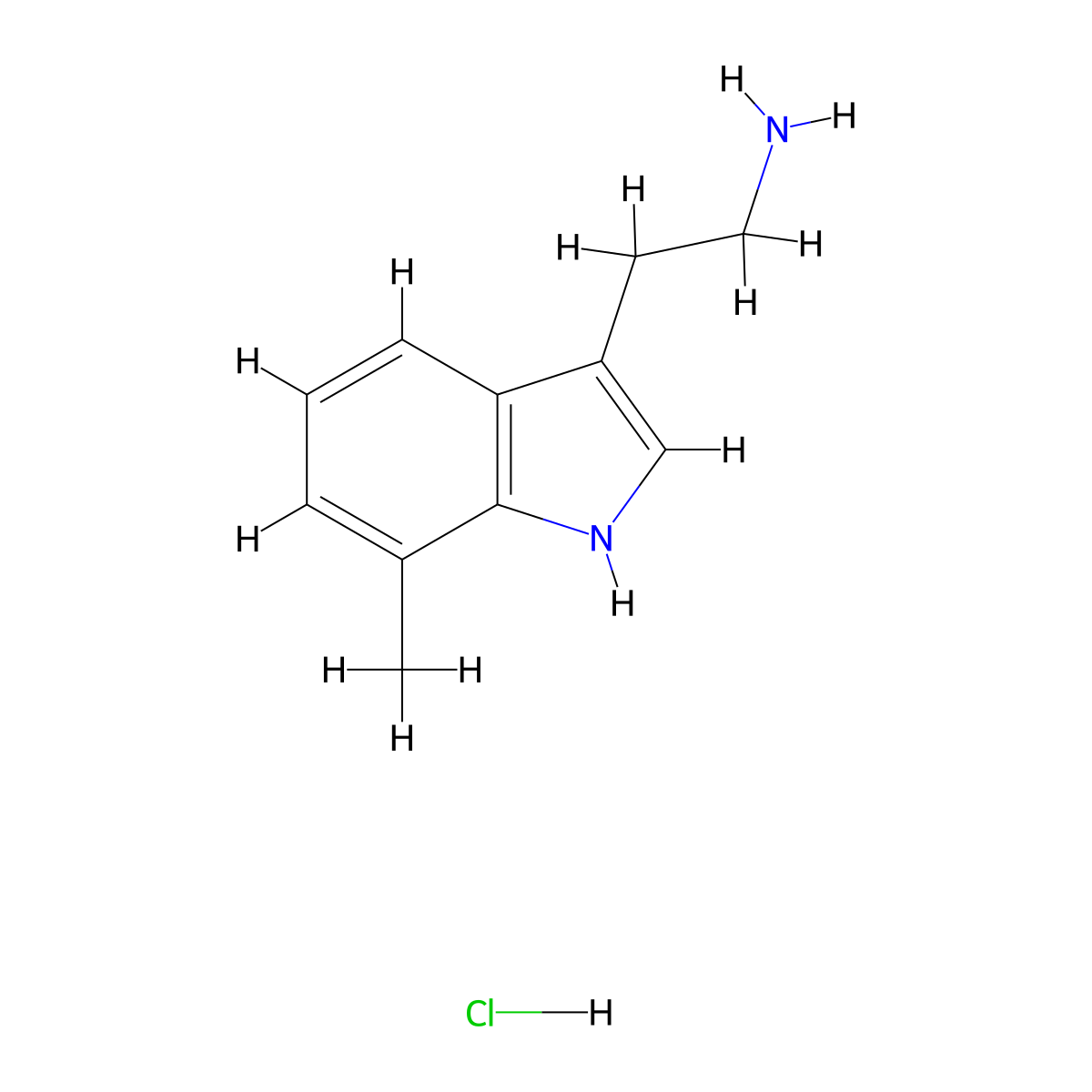 2-(7-methyl-1H-indol-3-yl)ethan-1-amine hydrochloride molecular structure, CAS 26346-39-4