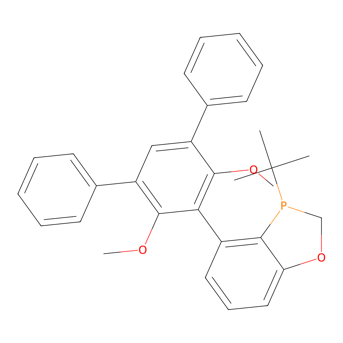 3-(tert-Butyl)-4-(4',6'-dimethoxy-[1,1':3',1''-terphenyl]-5'-yl)-2,3-dihydrobenzo[d][1,3]oxaphosphole molecular structure, CAS 2634687-54-8