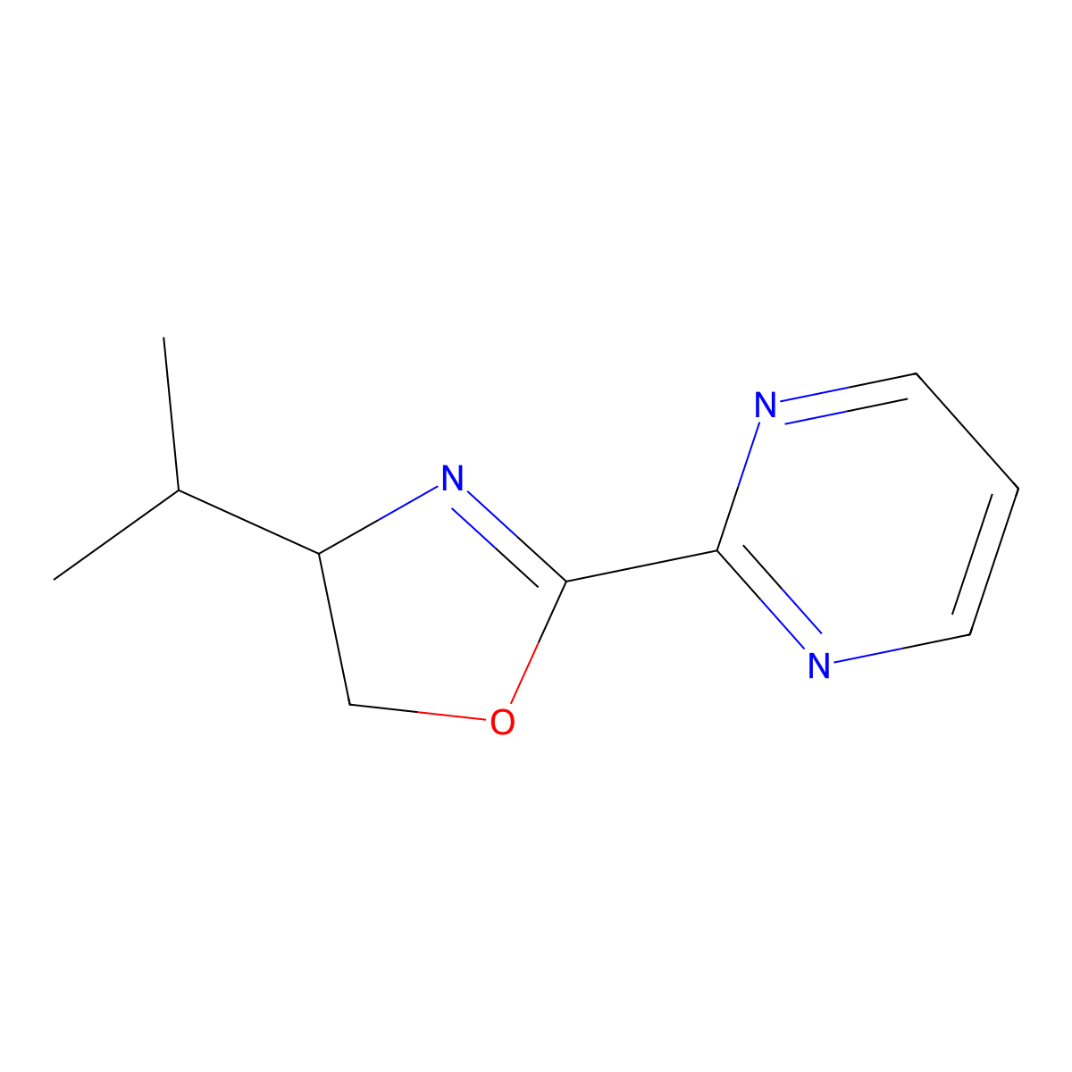 (S)-4-Isopropyl-2-(pyrimidin-2-yl)-4,5-dihydrooxazole molecular structure, CAS 2634687-59-3