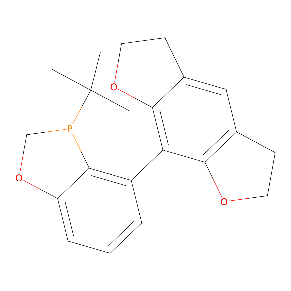 (S)-3-(tert-Butyl)-4-(2,3,5,6-tetrahydrobenzo[1,2-b:5,4-b']difuran-8-yl)-2,3-dihydrobenzo[d][1,3]oxaphosphole molecular structure, CAS 2634687-60-6