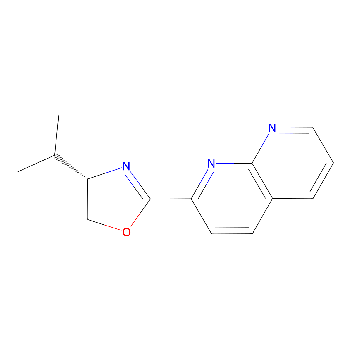 (S)-4-Isopropyl-2-(1,8-naphthyridin-2-yl)-4,5-dihydrooxazole molecular structure, CAS 2634687-62-8