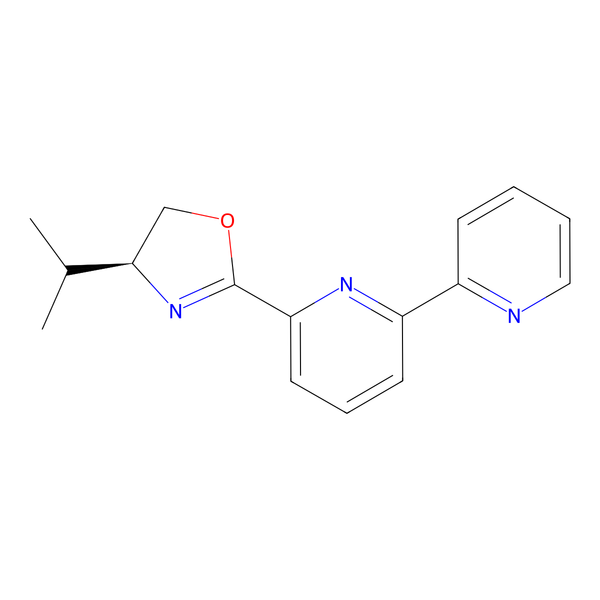 (S)-2-([2,2'-Bipyridin]-6-yl)-4-isopropyl-4,5-dihydrooxazole molecular structure, CAS 2634687-65-1
