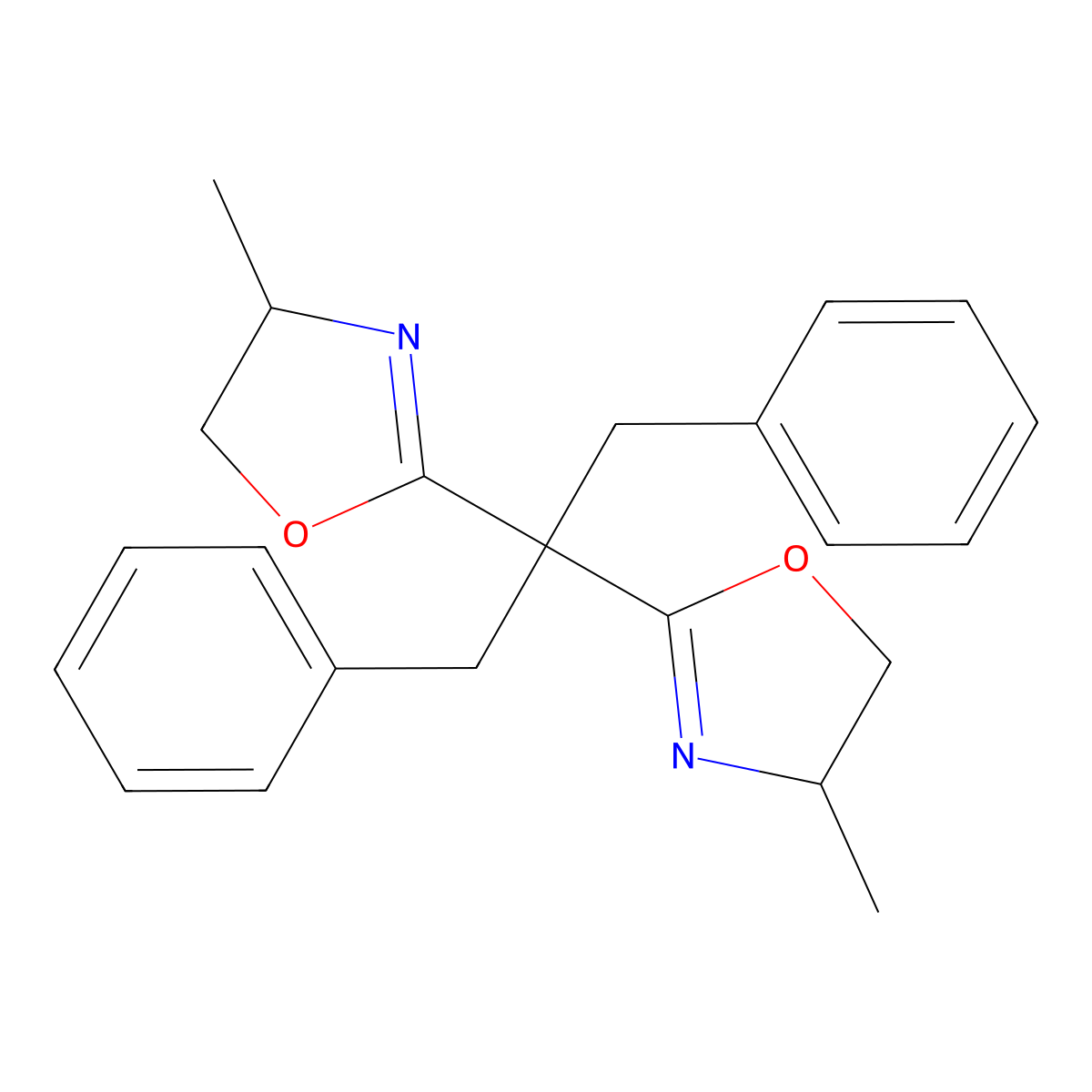 (4R,4'R)-2,2'-(1,3-Diphenylpropane-2,2-diyl)bis(4-methyl-4,5-dihydrooxazole) molecular structure, CAS 2634687-66-2