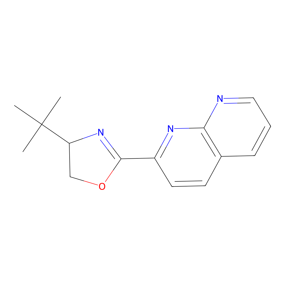 (S)-4-(tert-Butyl)-2-(1,8-naphthyridin-2-yl)-4,5-dihydrooxazole molecular structure, CAS 2634687-69-5